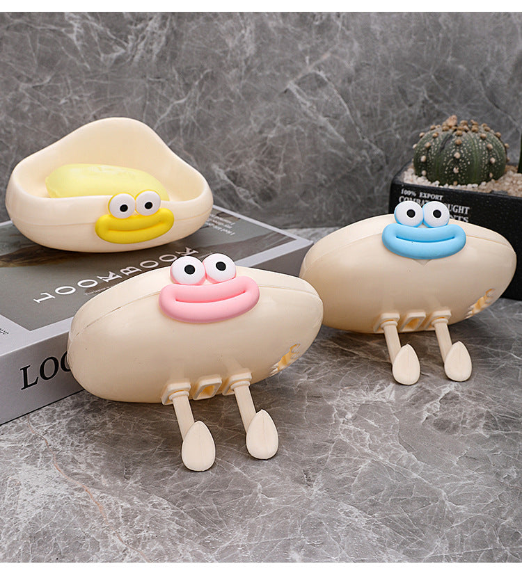 Cream Cloud Soap Holder Home Wall-Mounted No-Drill Soap Box Bathroom Draining Cream White Cloud Soap Holder