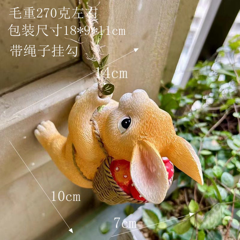 Cute Animal Climbing Bunny Wall Hanging Homestay Outdoor Garden Ornament Courtyard Tree Climbing Landscape Pipe Decoration