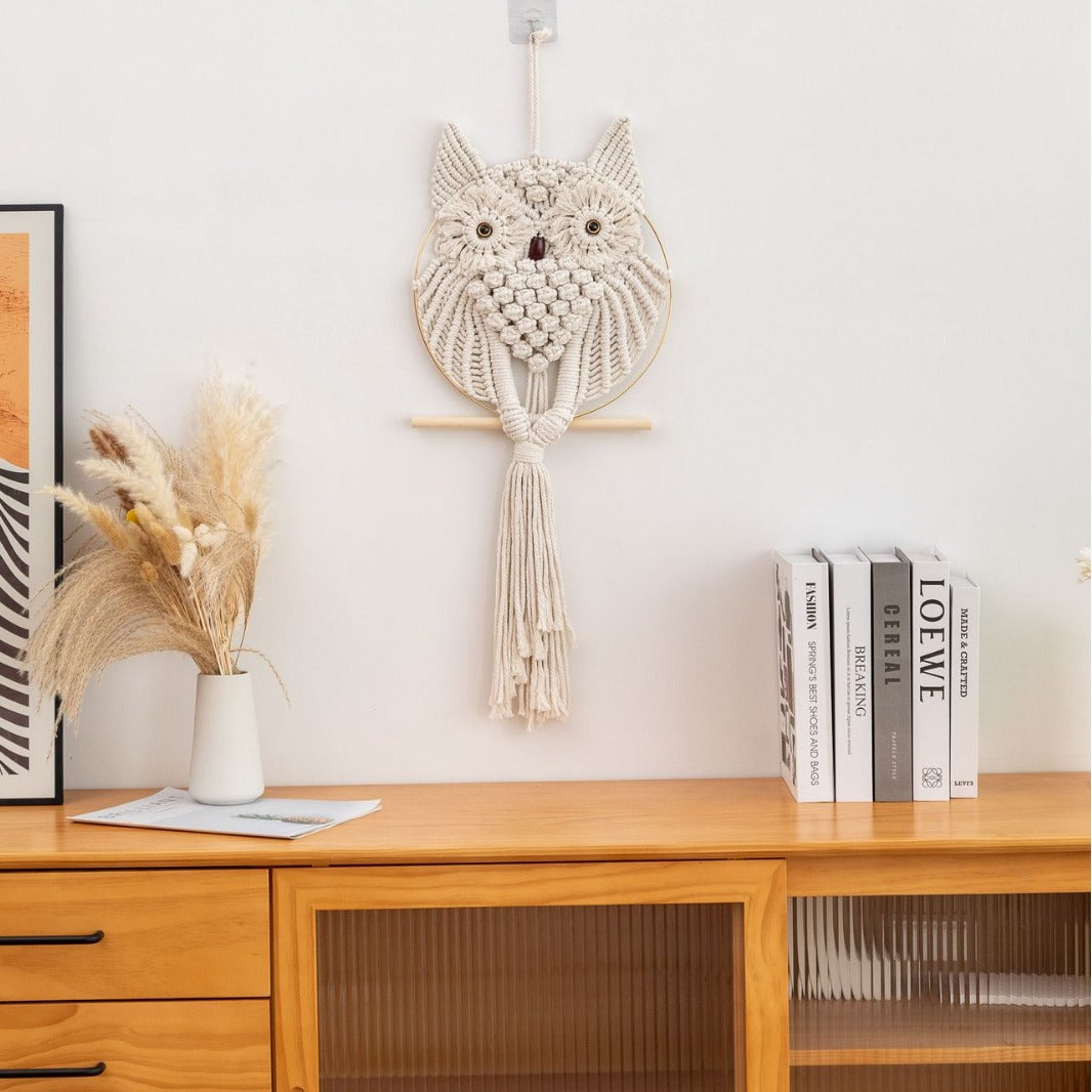 Cross-Border Hot-Selling European Style Artificial Woven Cotton Rope Tapestry Tassel Home Wall Hanging Decoration Soft Furnishing Collection Wholesale