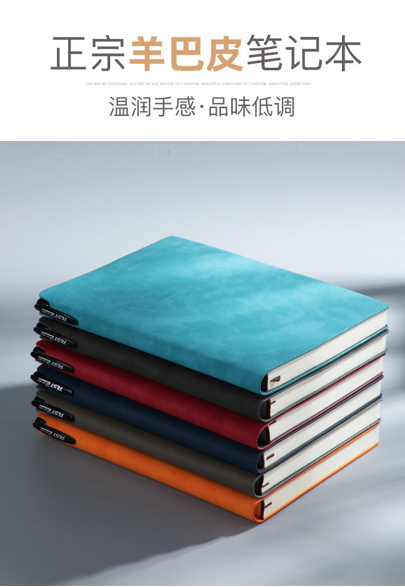 Custom Side Pen Slot Notebook logo Thickened Sheepskin Leather Notebook A5/A6Minimalist Business Journal