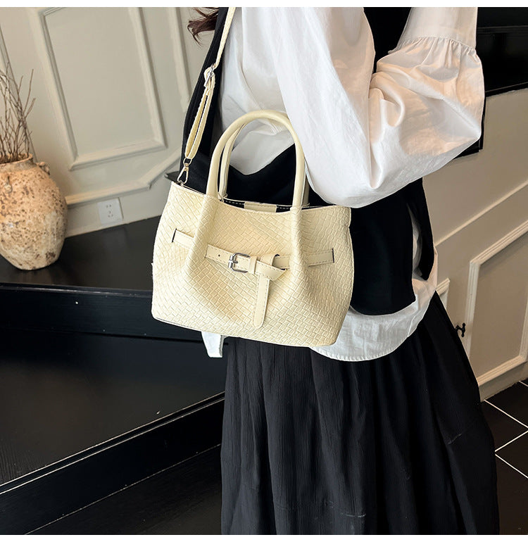 Korean style Niche Sweet Girl Handbag2025New high-end vegetable basket woven bag single shoulder crossbody bag