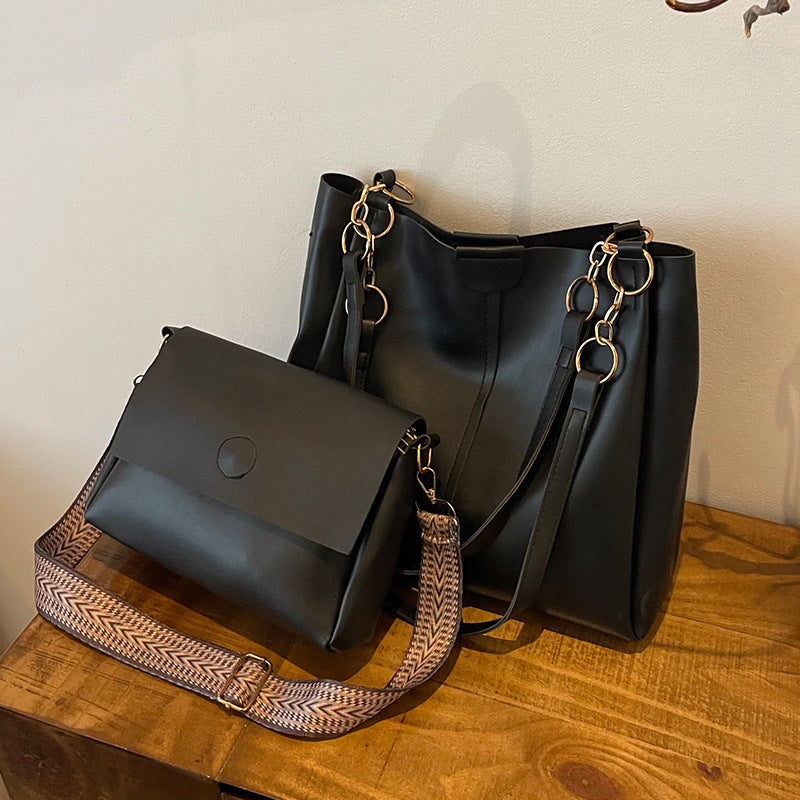 Women's two-piece large capacity bag set2024New Fashion Commuting Handbag Simple Casual Shoulder Tote Bag for Women