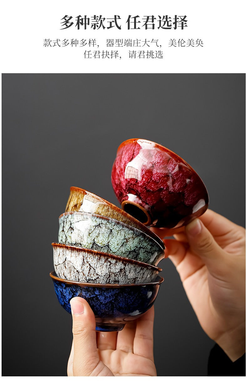 Kiln Change Five Elements Cup Kung Fu Tea Cup Large Capacity Exclusive Master Cup Tasting Cup Tea Bowl High-end Commemorative Tea Cup Gift Box