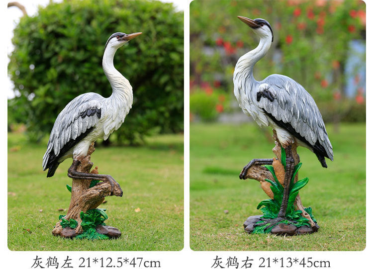 Outdoor Garden Imitation White Egret Fiberglass Ornament Home Courtyard Pool Rockery Resin Sculpture Floor Decoration