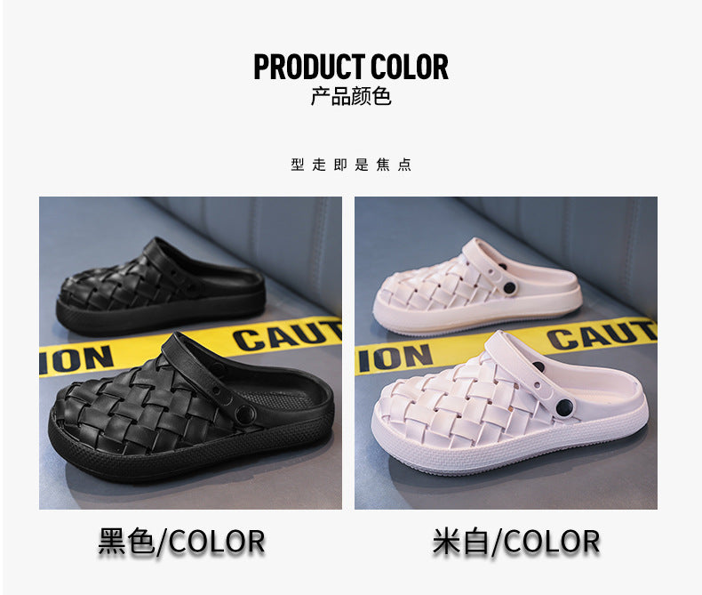Croc Shoes Non-Slip Soft Sole Men's Closed-Toe Sandals Thick Sole Trendy ins Couple style casual slippers Korean version beach shoes