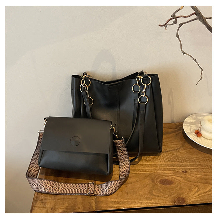 Women's two-piece large capacity bag set2024New Fashion Commuting Handbag Simple Casual Shoulder Tote Bag for Women