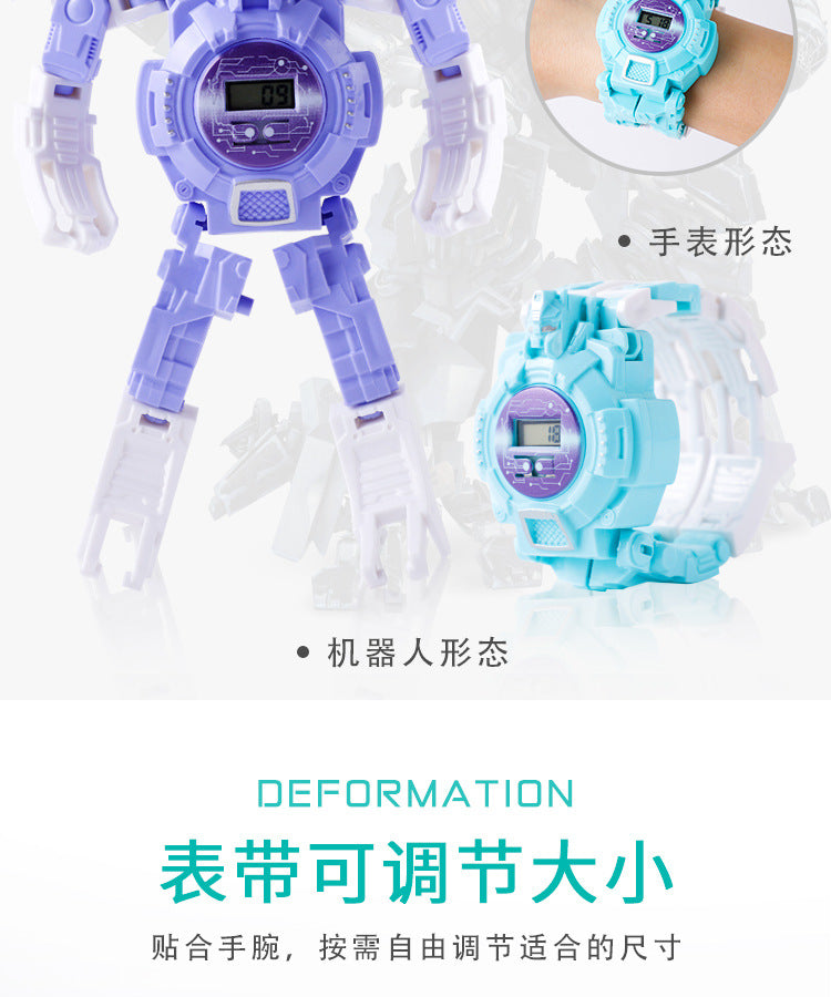 Children's Transforming Watch Electronic Watch Boys and Girls Robot Transforming Internet Celebrity Gift Kids Elementary School Student Gift Prize