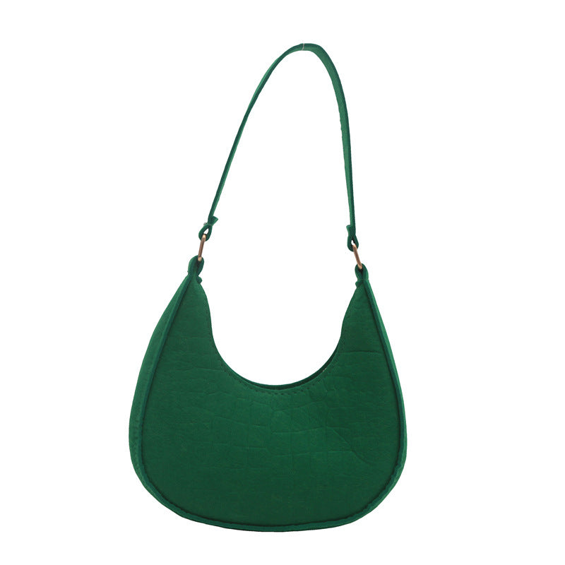 Solid Color Elegant Women's Bag2024Trendy Korean Style Autumn Winter New Stone Pattern Underarm Bag Casual Shoulder Handbag