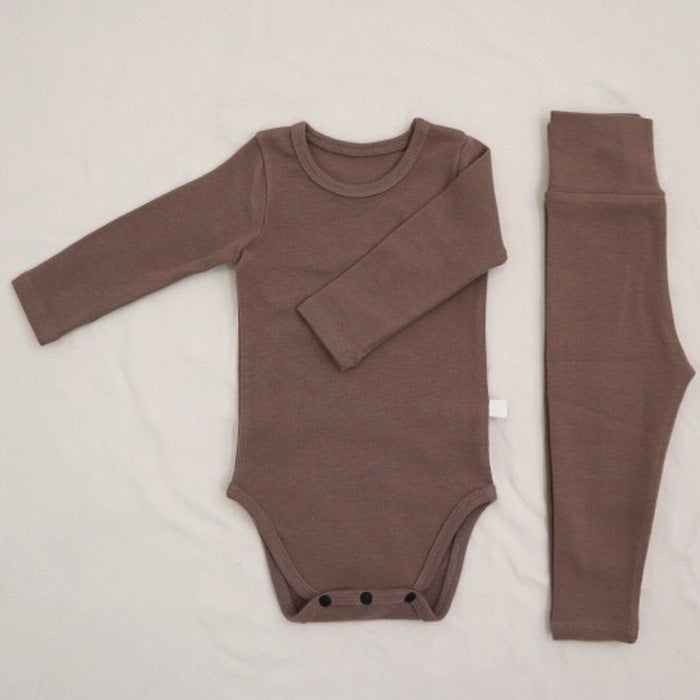 Baby Romper Spring and Autumn a High-Waist Belly Protection Pants Set Baby Spring and Autumn Triangle Romper Bodysuit Jumpsuit