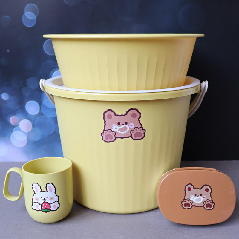 Back-to-School Season Toiletries Set Washbasin Bucket Tooth Cup Soap Dish Shoe Brush for Male and Female Students Dormitory11Set