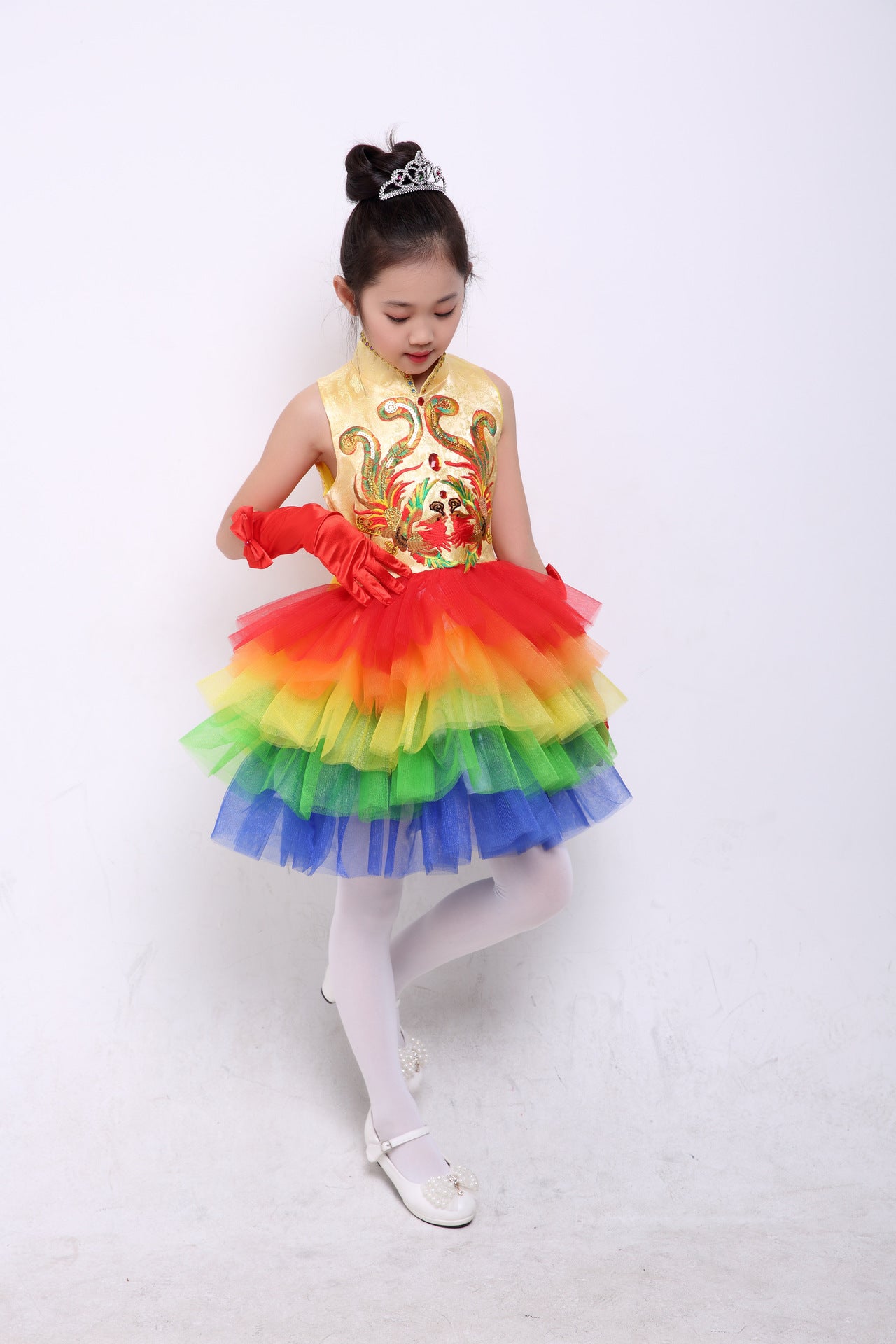 Children's Performance Costumes for Boys and Girls Chinese Style Primary and Secondary School Students Chorus Costumes Princess Dress Puffy Skirt Long Pants Performance Costumes