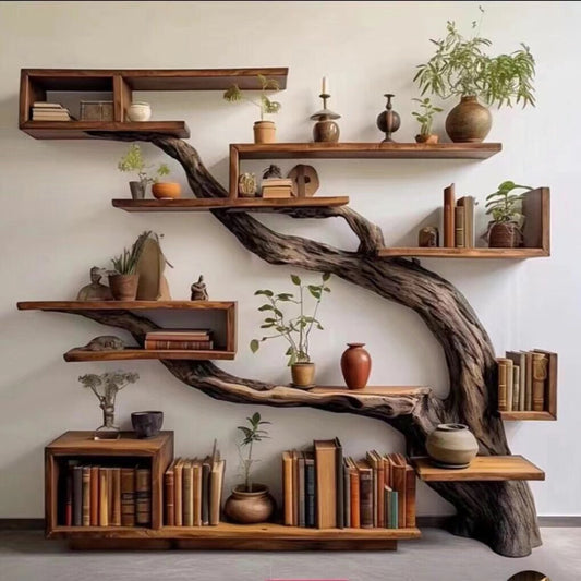 Wabi-Sabi Style Camphor Wood Solid Wood Display Cabinet Tea Storage Cabinet Natural Wood Multi-Functional Storage Rack