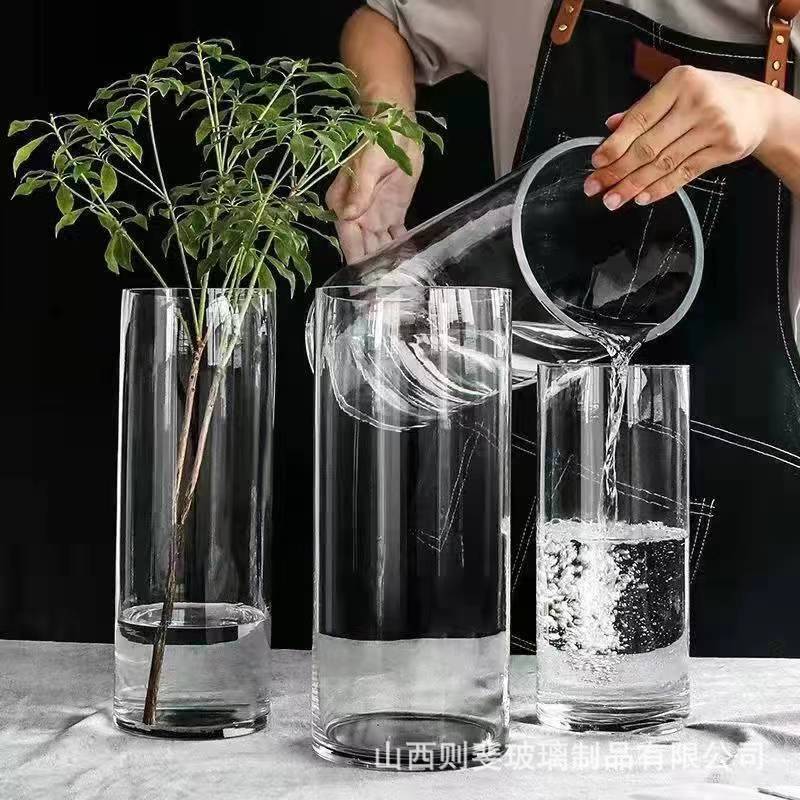 Zefei One-Piece Dropshipping Internet Celebrity Transparent Straight Glass Vase Bedroom Desktop Living Room Dining Table Fresh Flower Arrangement Ornament