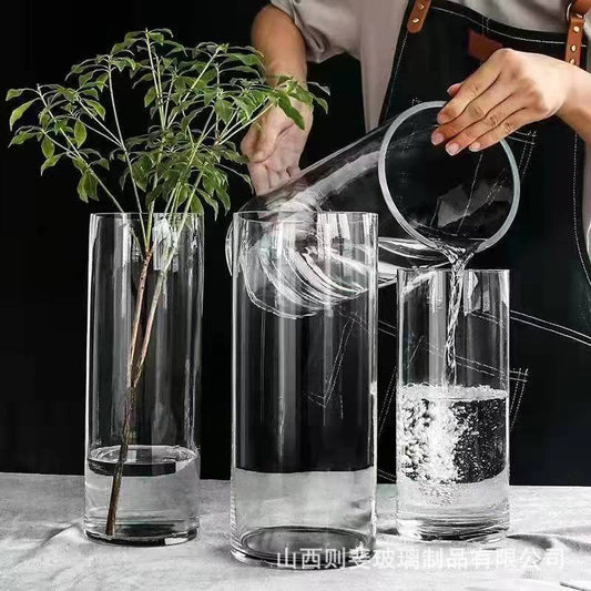 Zefei One-Piece Dropshipping Internet Celebrity Transparent Straight Glass Vase Bedroom Desktop Living Room Dining Table Fresh Flower Arrangement Ornament