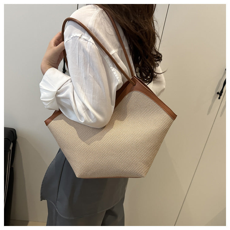 Summer Patchwork Large Capacity Women2025New Fashionable Loose Style Trendy New Casual Tote Shoulder Underarm Bag