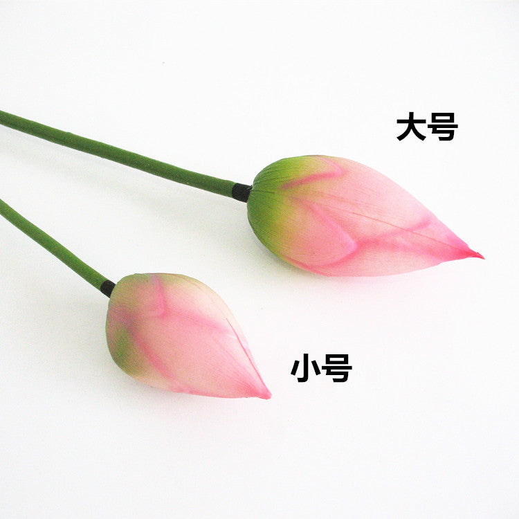 PU Lotus Leaf with Stem Artificial Lotus Leaf Lotus Bud Lotus Pod Chinese Countryside Style Buddhist Hall Decorative Flower Directly from Manufacturer