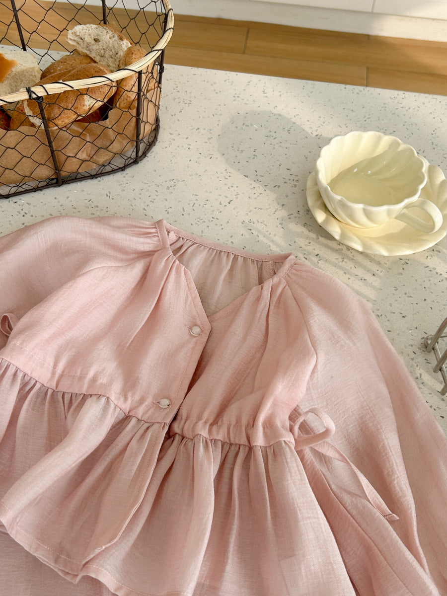High-end socialite temperament girls' summer outfit2024High-end Sun Protection Shirt and Tea Break Skirt Hot-selling Two-piece Set