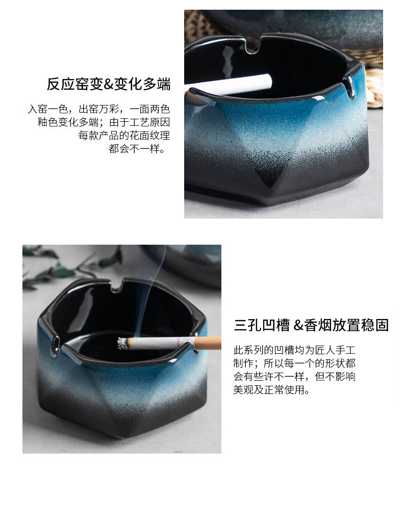 Large Ashtray Creative Personality Ceramic Ashtray Home Retro Chinese Style Living Room Light Luxury Office Trendy Ashtray