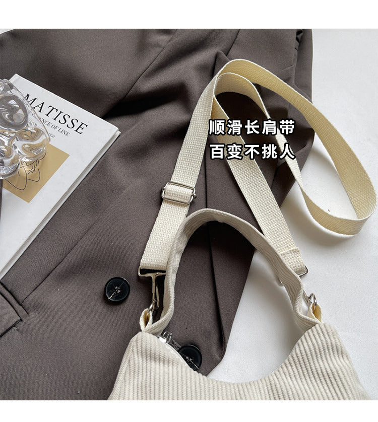 2024New Casual Large Capacity Women's Shoulder Bag Trendy Corduroy Versatile Crossbody Bag Trendy Bag Cross-Border Hot Item