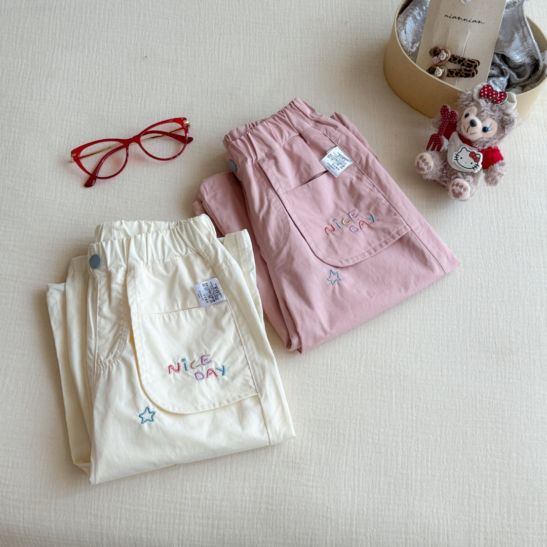 Sweet Little Girl Pants Autumn New Fashionable Children's Casual Pants Outdoor Long Pants Baby Versatile Straight Pants Autumn