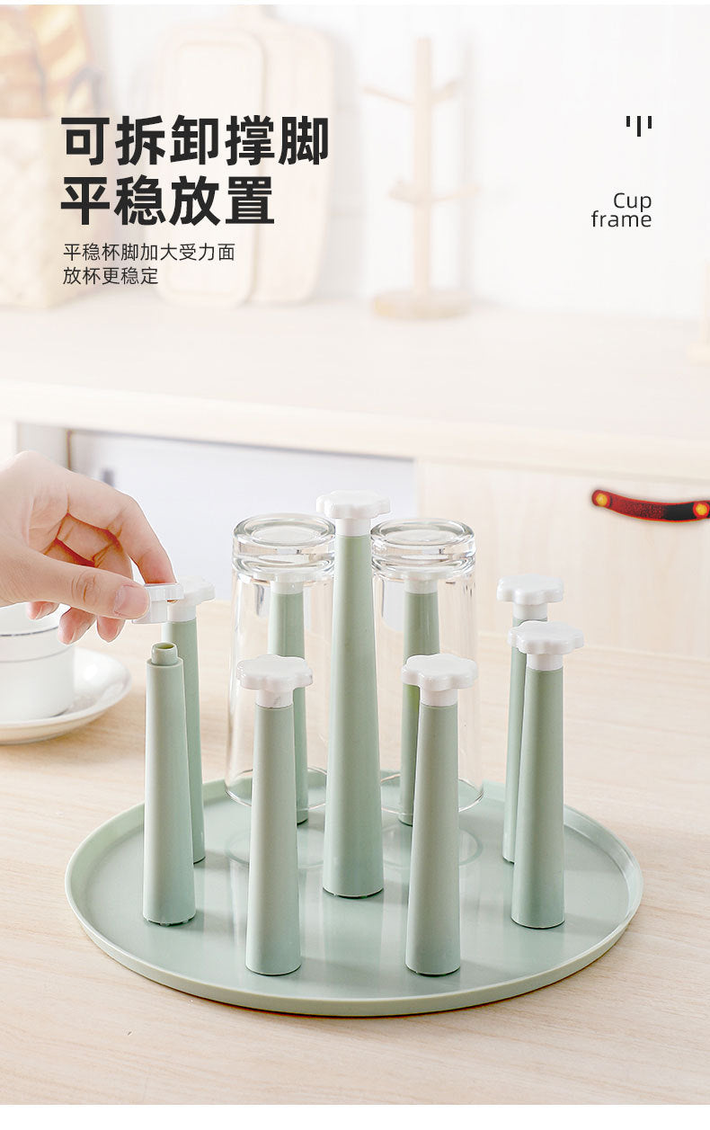 Home Cup Holder Tea Set Wooden Inverted Draining Cup Rack Dustproof Tea Cup Glass Cup Creative Storage Organizer