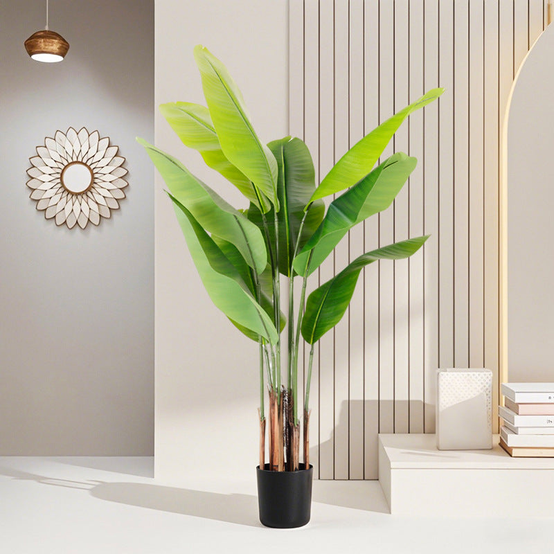 Cross-Border Nordic Large Living Room Decoration Bedroom Floor Fake Tree Bionic Traveler Banana Ficus Lyrata Potted Plant Artificial Green Plant
