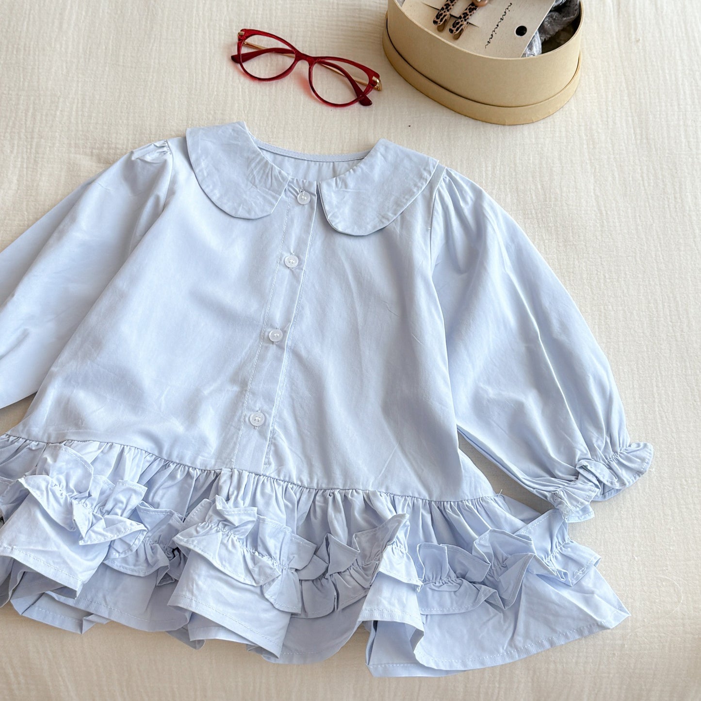 Sweet Little Girl Autumn Outfit Set New Autumn Navy Knitted Sweater Baby Shirt Skirt Fashion Two-Piece Set