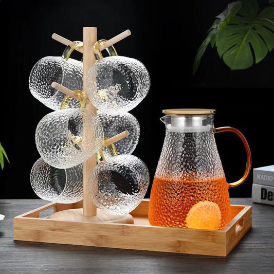 Cold Water Pitcher Glass High Temperature Resistant Household Cold Water Pitcher Set Large Capacity Tea Pitcher Cold Water Cup Juice Pitcher