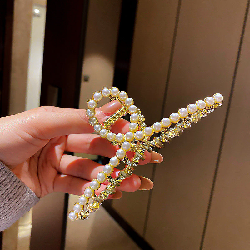 Pearl Large Star Clip Hair Clip Korea ins Fashionable Light Luxury Shark Clip Hair Claw Back of Head Side Hair Accessory for Women