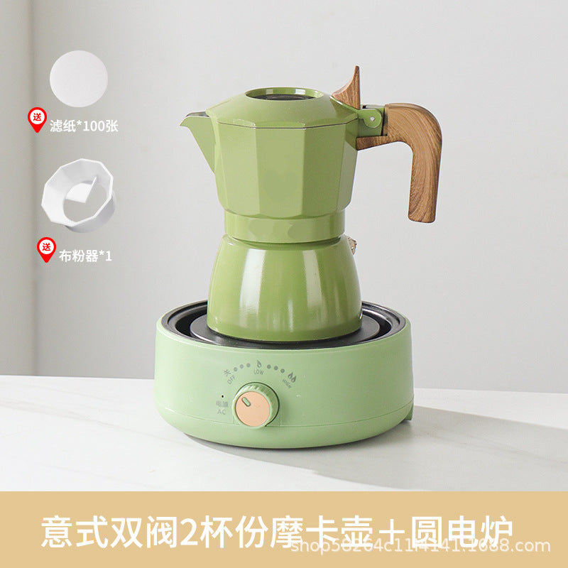 Moka Pot Home Use Small Coffee Pot Coffee Brewing Set Double Valve Hand Brew Pot Espresso Extraction Italian Coffee Machine