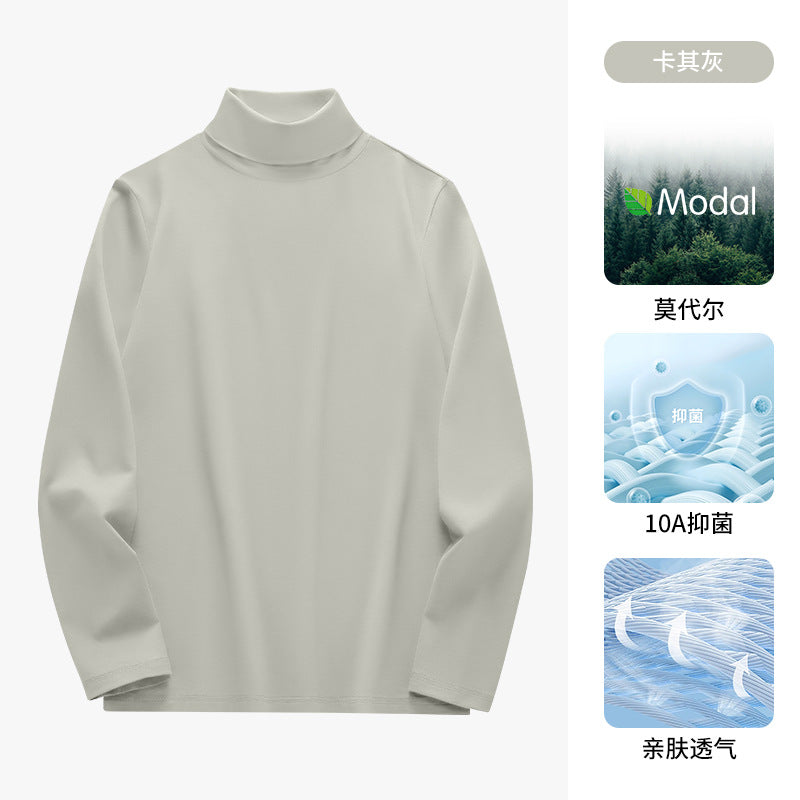 50Modal Long Sleeve t Men's High Neck Thermal Base Layer Shirt2025Fall and winter Inner Layer Fleece-Lined Warm Top