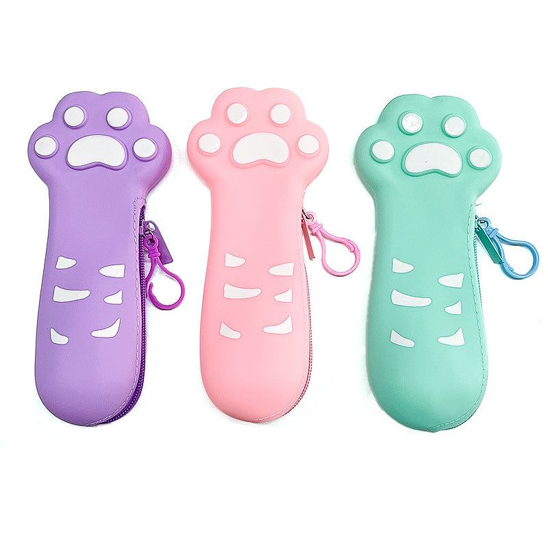 Leden Silicone Cat Paw Pencil Case Study Supplies Pencil Box Good Stationery Box Elementary School Student Stationery Bag Creative Stationery http://detail.1688.com/offer/857407678709.html