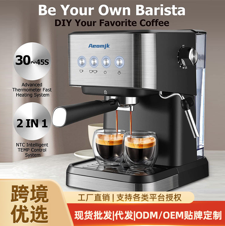 Cross-Border coffee machine Italian Semi-Automatic Coffee Machine Espresso High-Pressure Extraction Milk Frother Coffee Machine