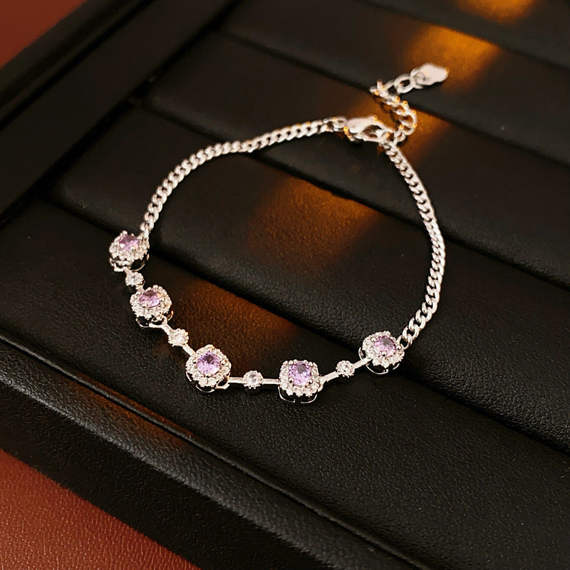 Medieval vintage Geometric Zircon Bracelet Simple Fashionable Elegant Versatile Bracelet Design Sense Niche Jewelry for Women