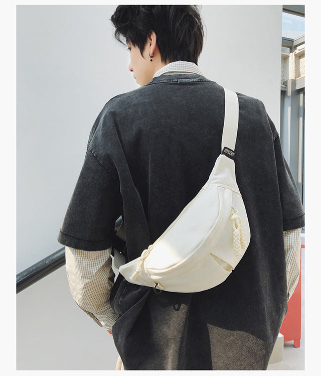 2025Summer New Simple Versatile Large Capacity Canvas Underarm Bag for Outings and Commutes, Niche Design Solid Color Chest Bag