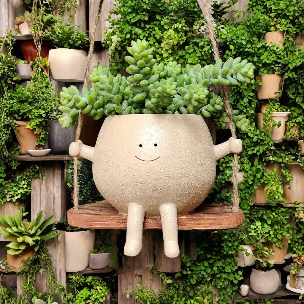 Succulent Flower Pot Cute Smiling Face Swing Flower Pot Personalized Decoration Creative Hanging Hydroponic Flower Pot Balcony Decoration