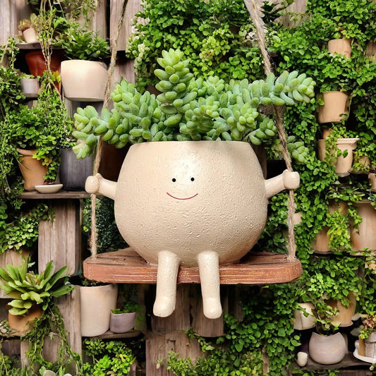 Succulent Flower Pot Cute Smiling Face Swing Flower Pot Personalized Decoration Creative Hanging Hydroponic Flower Pot Balcony Decoration