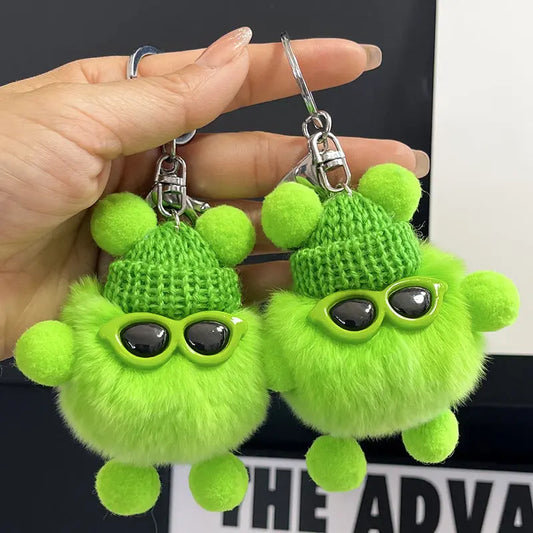 Rex Rabbit Fur Small Coal Ball Keychain Small Pendant Big Eyed Cartoon Plush Backpack Pendant High-end Small Gift http://detail.1688.com/offer/969101839202.html