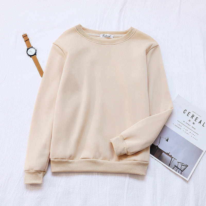 Base Layer Sweatshirt for Women, Autumn and Winter Loose Fit Lazy Style Hoodless Jacket, Thickened Couple Style, Korean Version, Class Uniform Wholesale