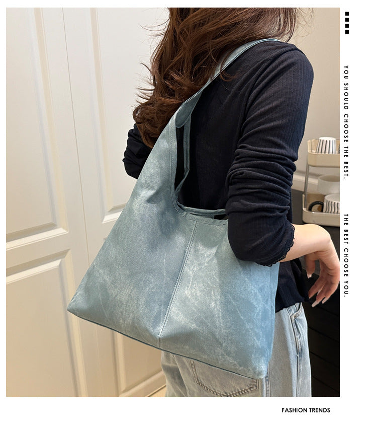 European and American Style Large Capacity Women's Bag2025Summer New Fashionable Single Shoulder Tote Bag Casual Underarm Bag
