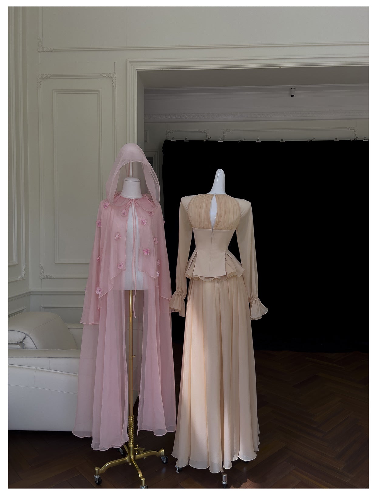 Yige Lila2025Early Autumn New Apricot Waist-Cinching Long Sleeve Coat Paired with Long Skirt 71443+51361