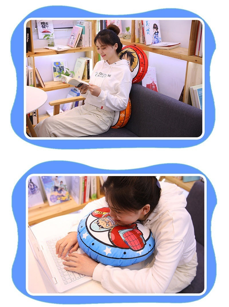 New One Piece Round Pillow Anime Merchandise Luffy Chopper One Piece Double-Sided Print Nap Cushion In Stock