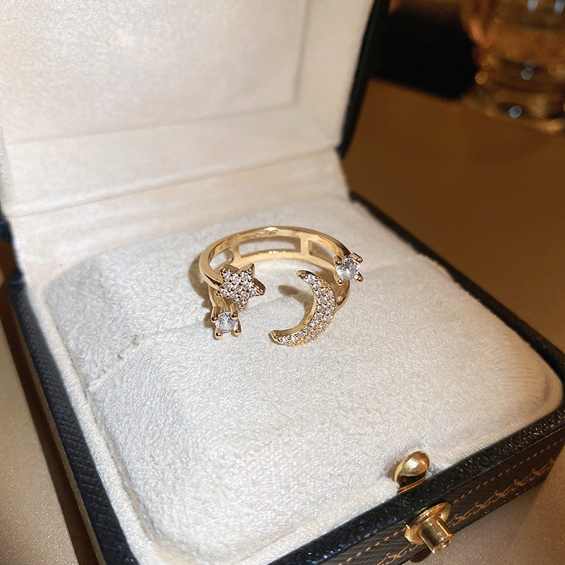 Real Gold Plated Baroque Pearl Tulip Flower Open Ring Korean Fresh Sweet Forest Style Light Luxury Jewelry