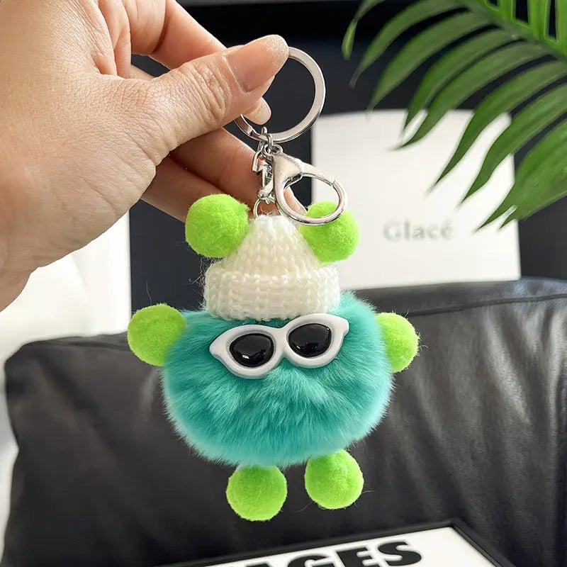 Rex Rabbit Fur Small Coal Ball Keychain Small Pendant Big Eyed Cartoon Plush Backpack Pendant High-end Small Gift http://detail.1688.com/offer/969101839202.html