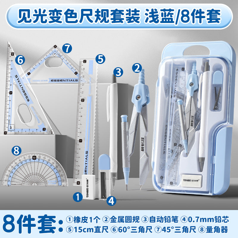 Compass and Ruler Set Essential Study Supplies for Middle School Students Elementary School Special Math Drawing Tool Set Ruler and Compass