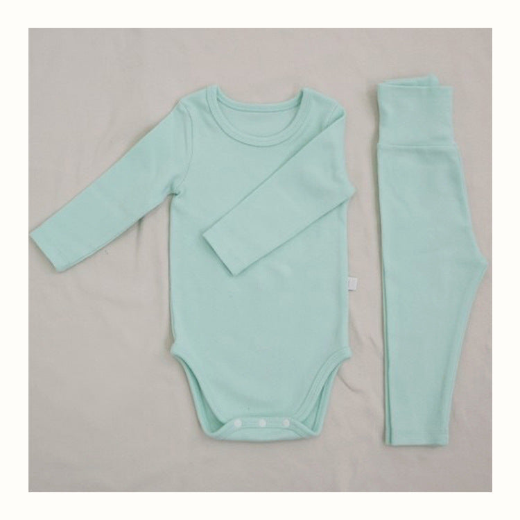 Baby Romper Spring and Autumn a High-Waist Belly Protection Pants Set Baby Spring and Autumn Triangle Romper Bodysuit Jumpsuit