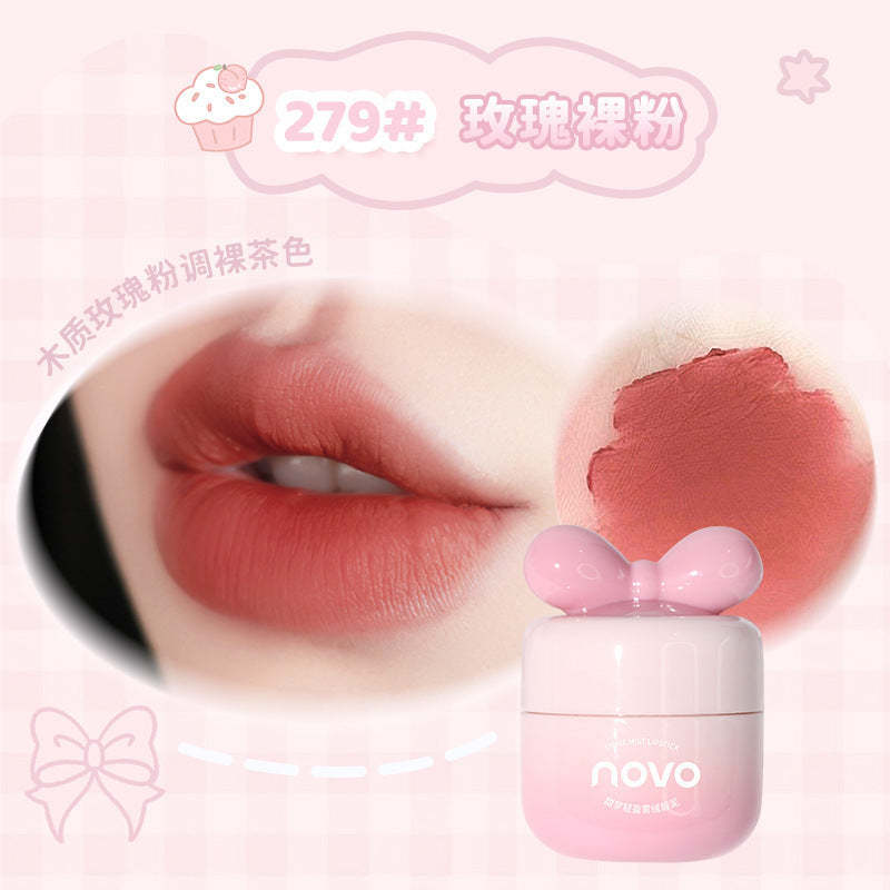 NOVO Little Mushroom Milk Jar Lip Mud Lip Jelly Velvet Matte Waterproof Lipstick Not Easy To Fade Non-stick Cup Lipstick Makeup