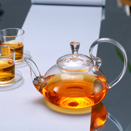 Glass Teapot High Temperature Resistant Thickened Filter Tea Brewing Teapot Household Heatable Fruit Flower Teapot Tea Set