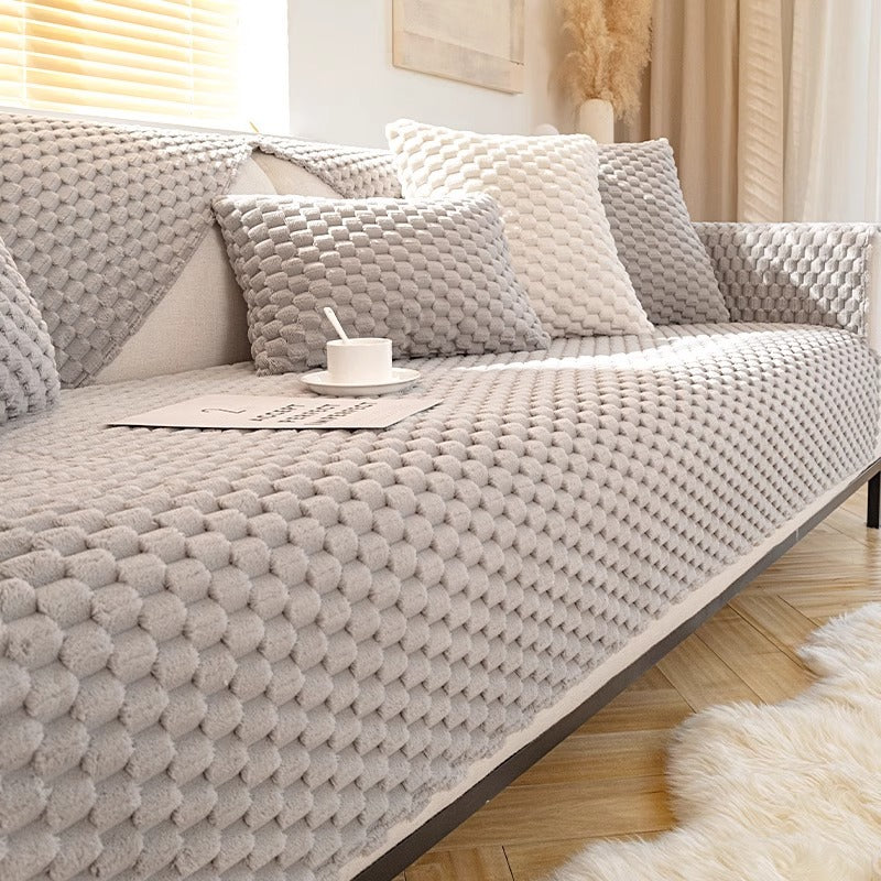 cream-style autumn and winter plush sofa Non-Slip Sofa Cover