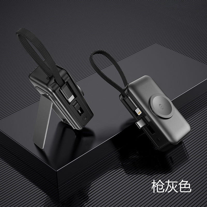 3-in-1 Magnetic Wireless Charger5000mAh Built-in Cable Portable Power Bank for Watches and Phones Wireless Charging Dropshipping